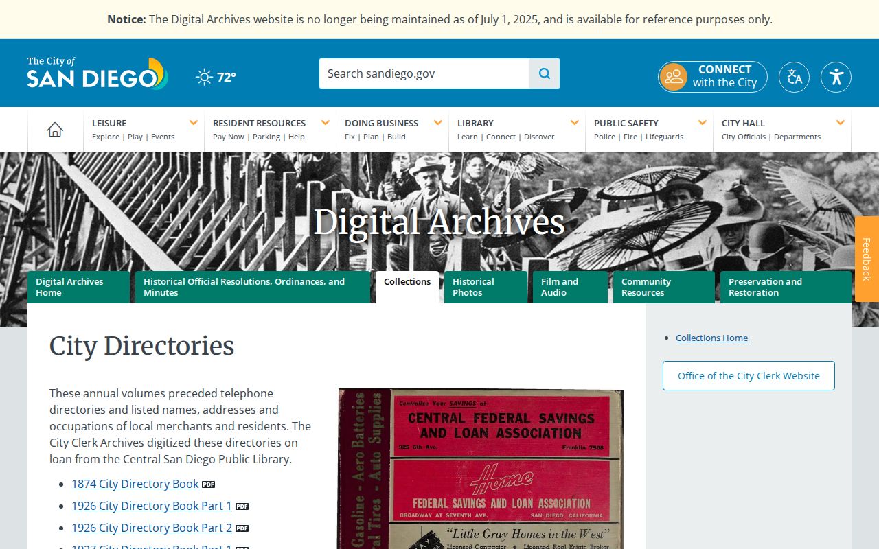 Digitized San Diego city directory collection with suburban volumes relevant to Encinitas