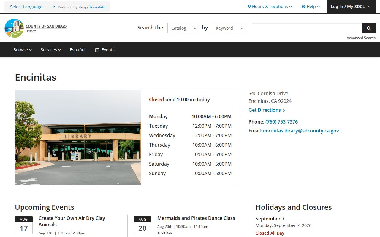 Encinitas Library branch resource for city directory and genealogy research
