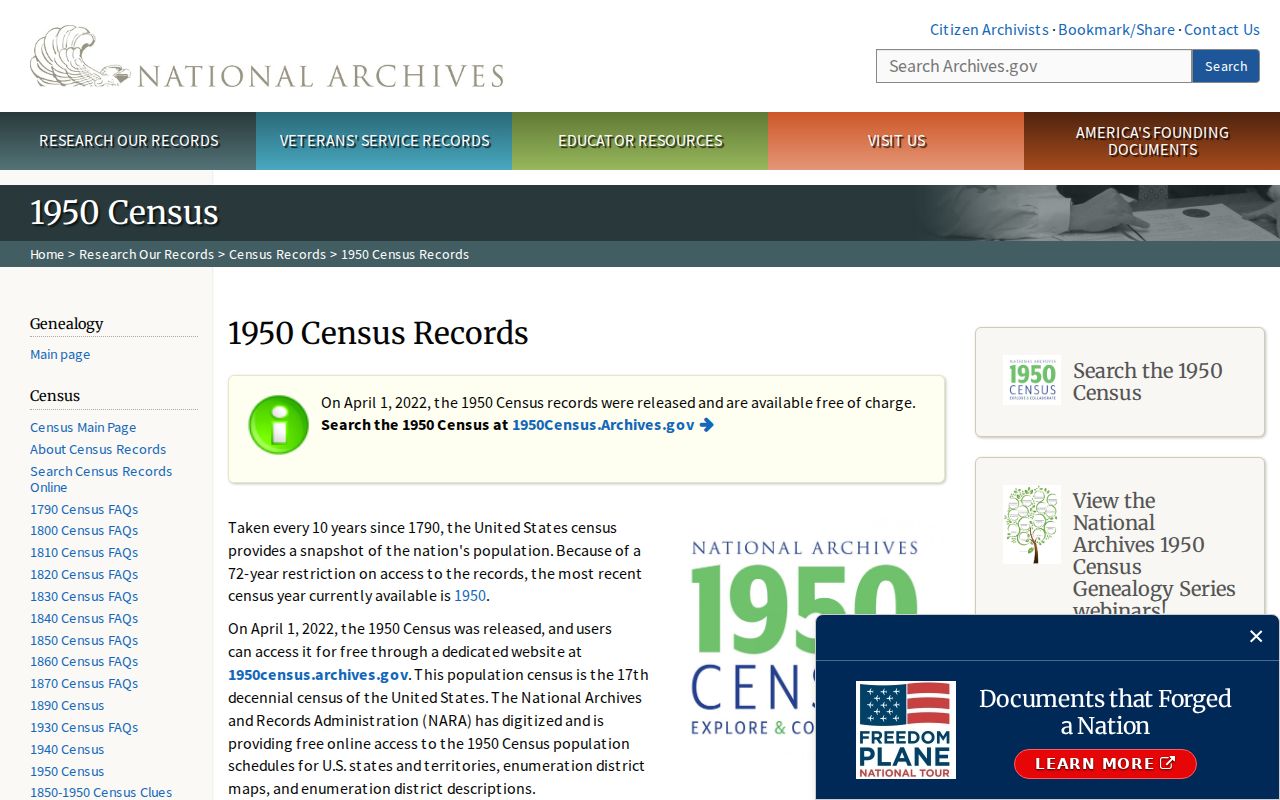 National Archives 1950 census search for historical Encinitas household research