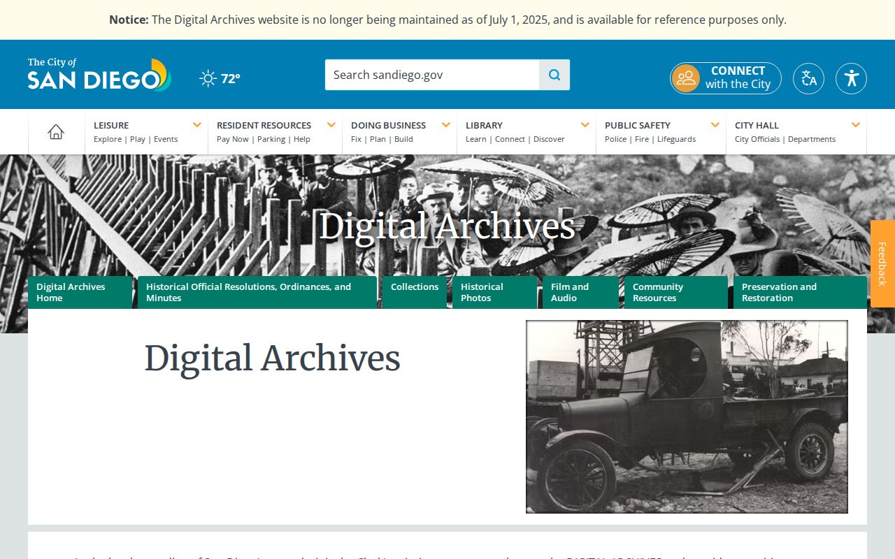 San Diego Digital Archives reference collection for Encinitas historical research