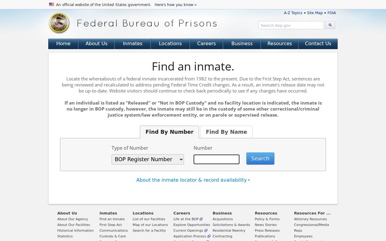 Federal Bureau of Prisons locator kept separate from an Encinitas neighbors search